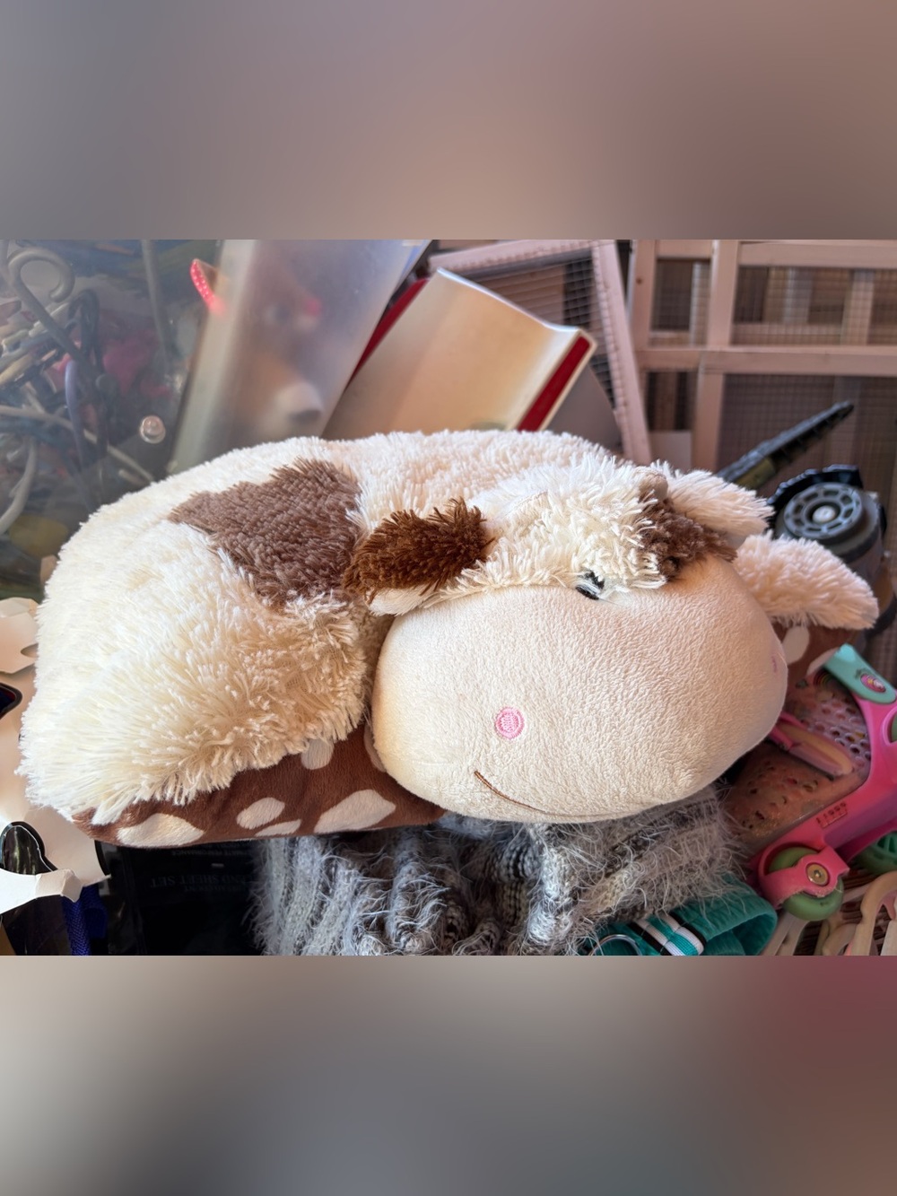 Plush Cow Pillow Pet- Cream & Brown - Chocolate Scented